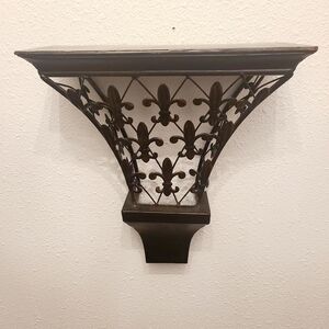 Fleur-de-lis Decorative Brown Wall Shelf